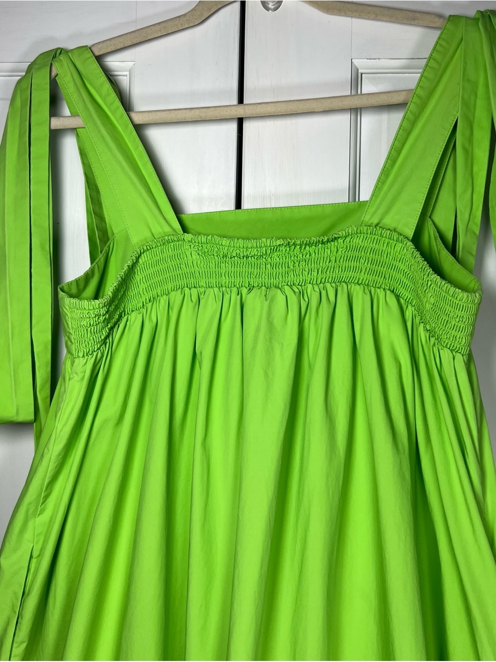 Christopher John Rogers Tie Strap High-Low Babydoll Dress Vibrant Green M - Picture 5 of 9